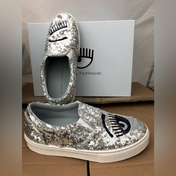 New in box Chiara Ferragni skater sneakers glitter sz 38 - Picture 1 of 8